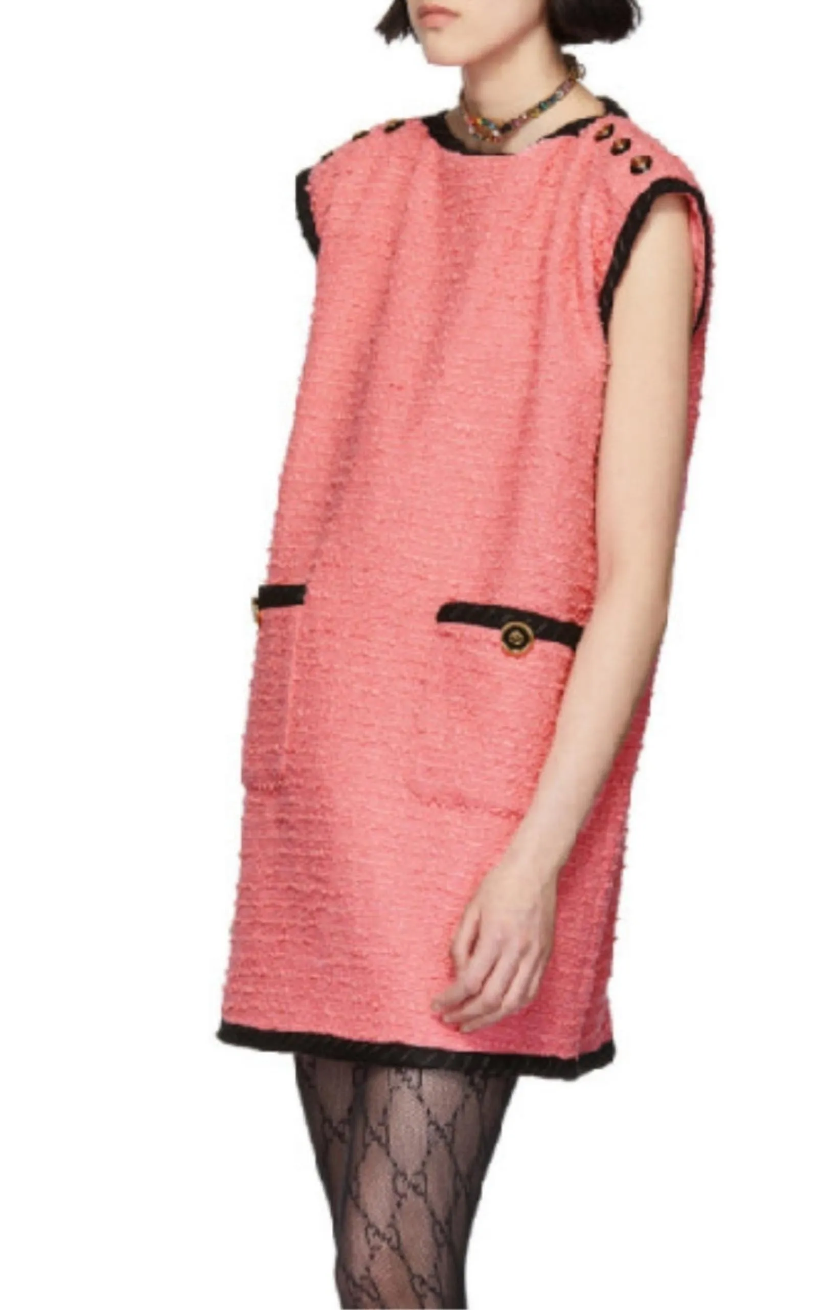 Wool Blend Pink Shift Dress